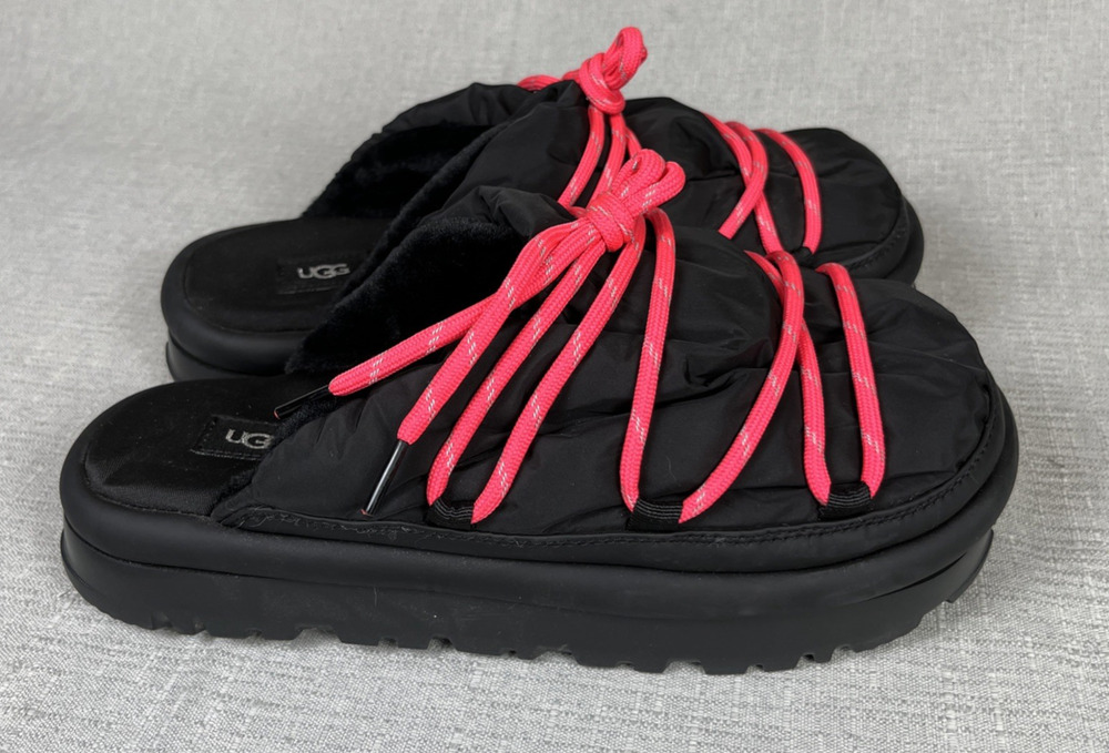 Women Size 9 UGG Spaceslider Tech Slider Platform Slippers 1143951 Black Pink